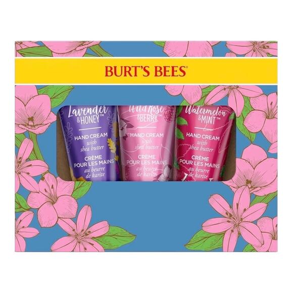 Burt’s Bees Hand Cream Trio Gift Set Lavender & Honey Rose Berry Mint New Sealed - Picture 1 of 7